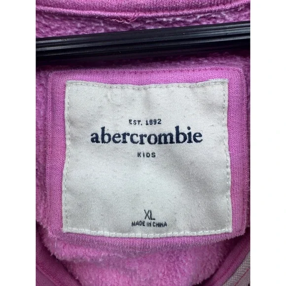 Abercrombie‎ & Fitch Girls Pink Full Zip Hoodie Y2K Logo Sleeve Small Stain - Picture 11 of 11